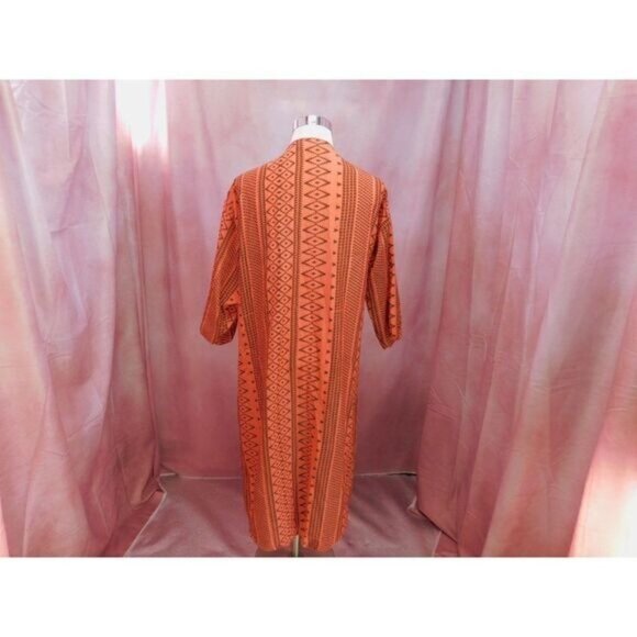 LuLaRoe Medium Coral Aztec Print Long Drape Cardigan Lightweight - Picture 5 of 9